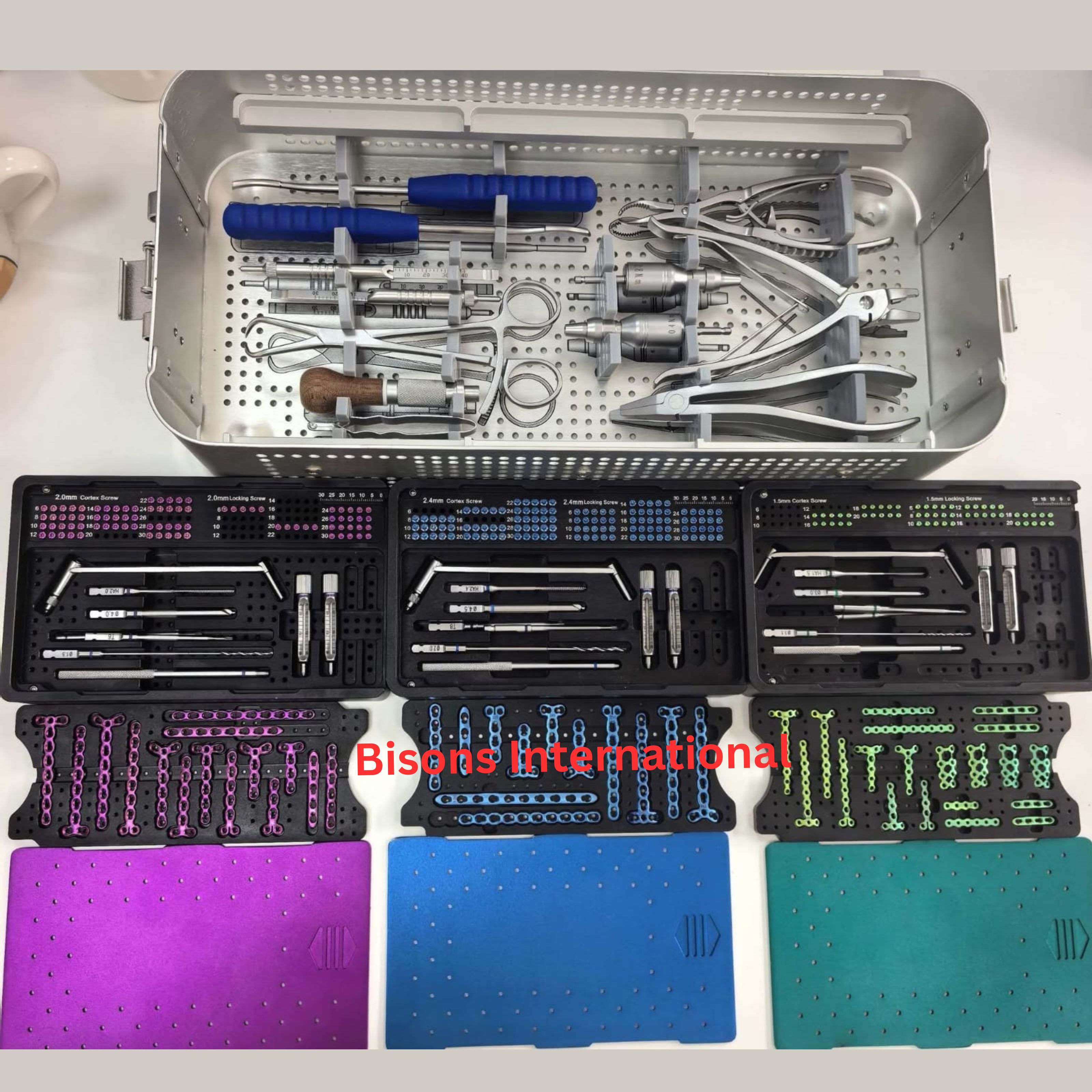 1.5mm, 2.0mm & 2.4mm Hand and Foot Surgery Plate & Screw Instrument Set