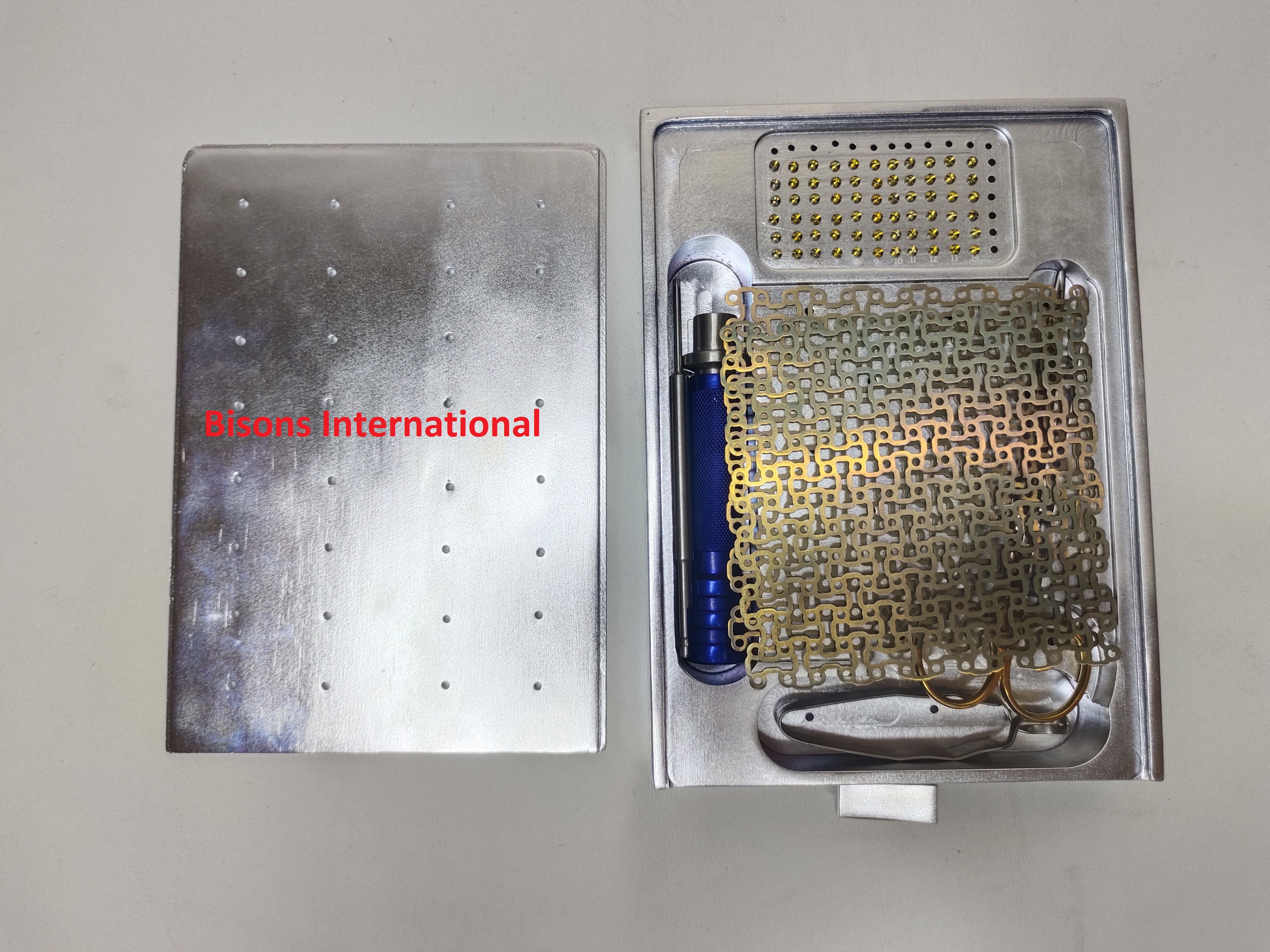 1.5mm Titanium Cranial Mesh Plate with Screws & Neurosurgical Instruments Kit