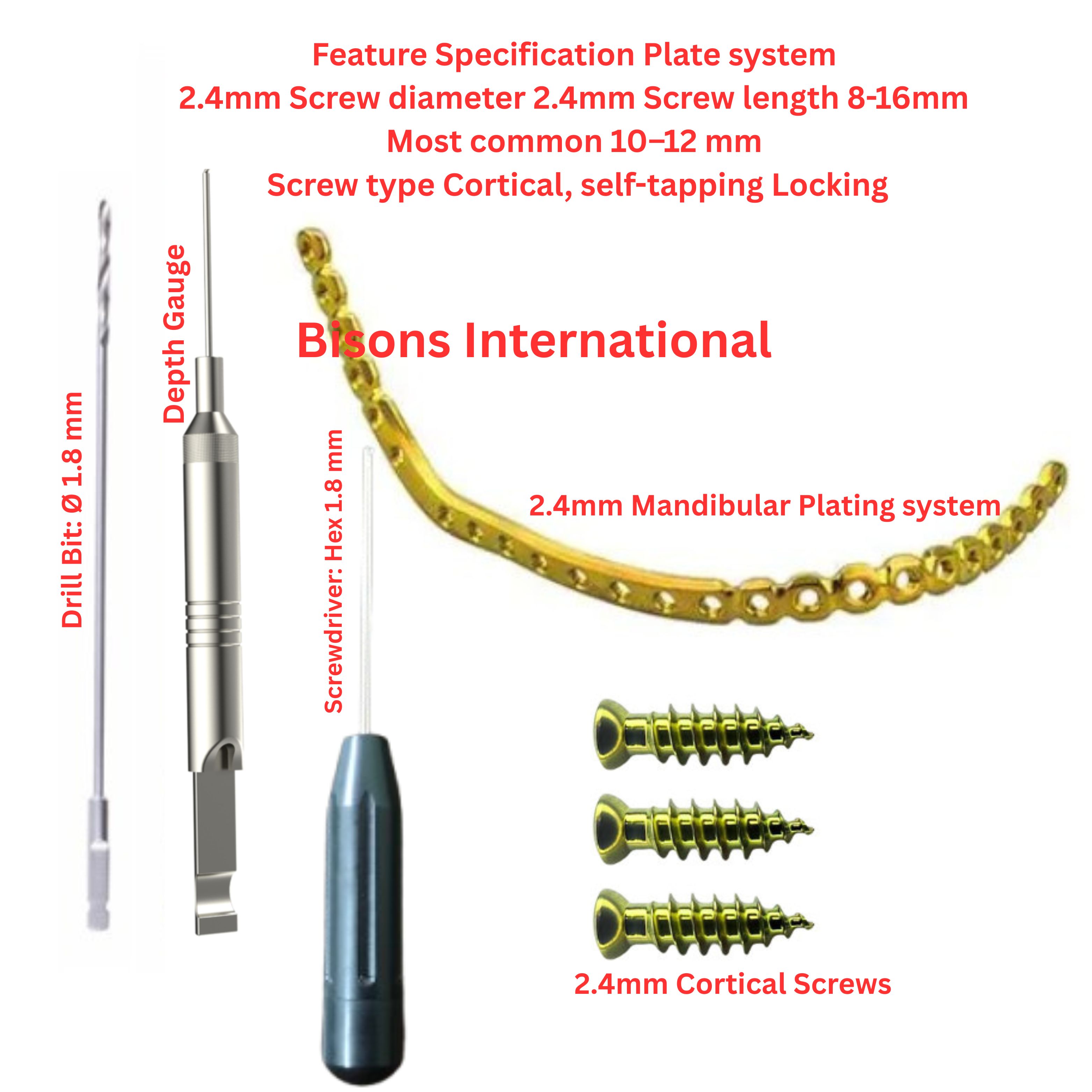 Mandibular Reconstruction Plating System with Titanium Plates & Screws